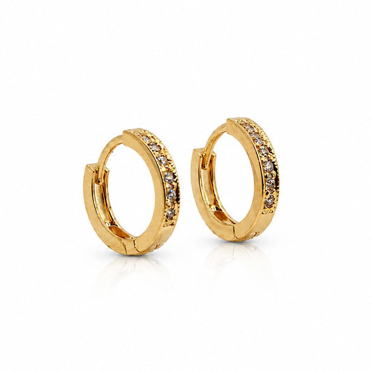 Micro Pavé CZ Huggies: Gold Earrings athenadesigns EGH455 