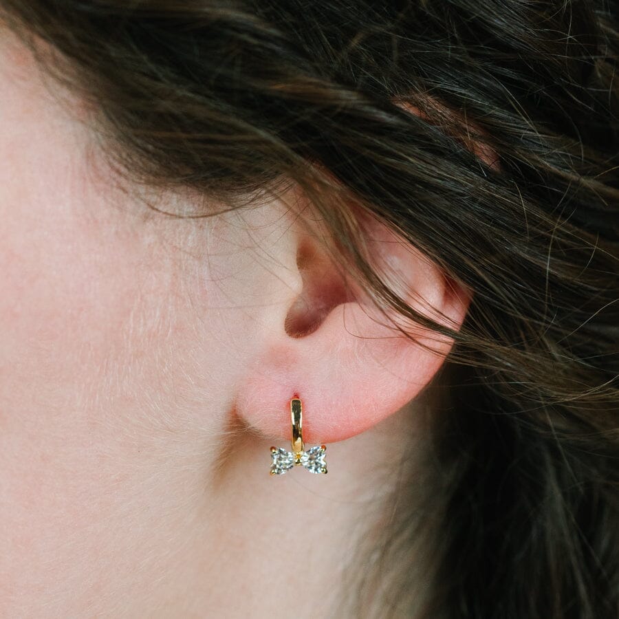 Tiny CZ Bow Huggie Earrings athenadesigns 