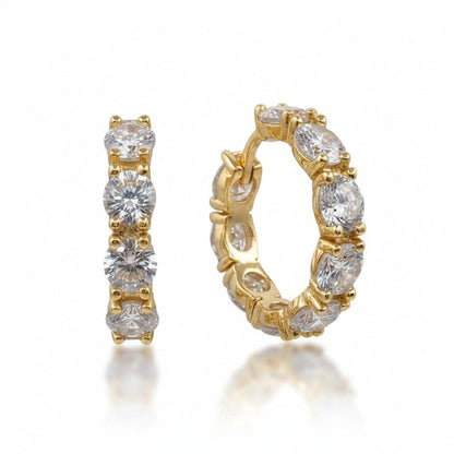 CZ Post Hoop Earrings Earrings athenadesigns EGHP564 (Gold) 
