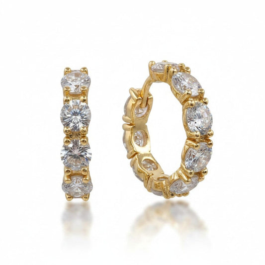 CZ Post Hoop Earrings Earrings athenadesigns EGHP564 (Gold) 