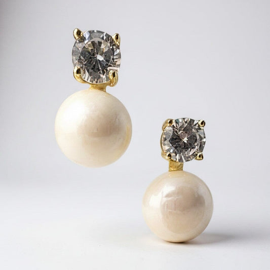 Pearl & CZ Post Earrings Earrings athenadesigns EGP350 