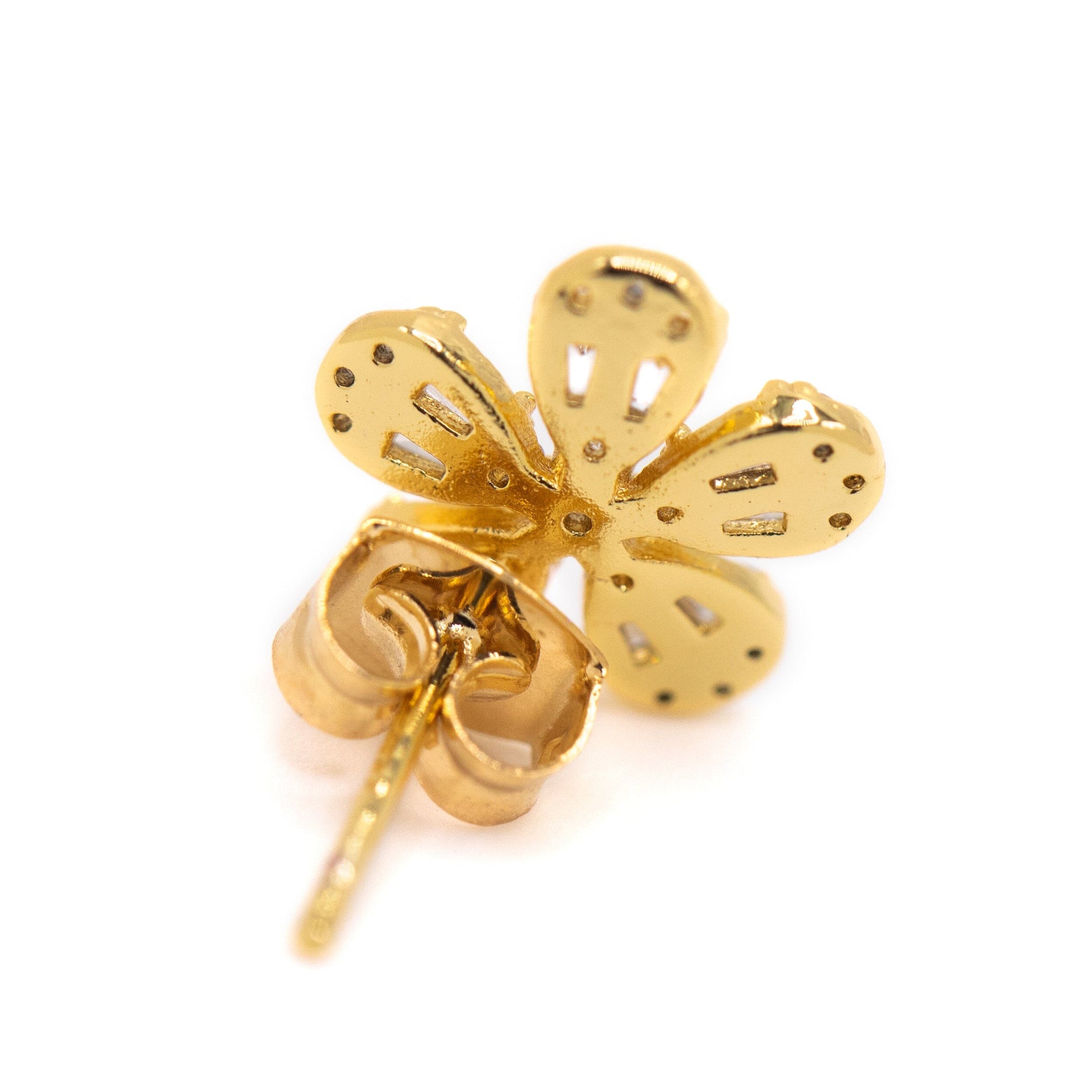 Micro Pave and Gold Vermeil Flower Post Earring Earrings athenadesigns 