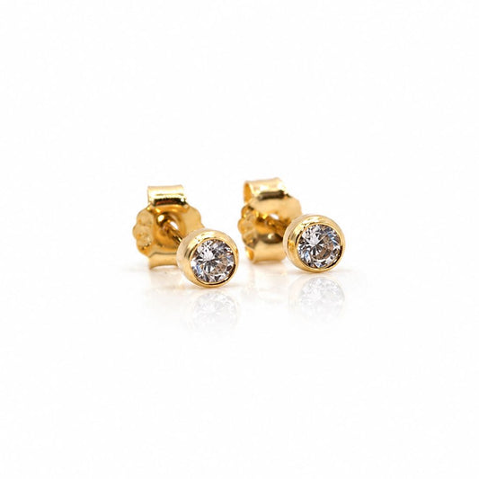 Bezel CZ Stud Earring: 3mm Earrings athenadesigns Gold - EGP465/3 