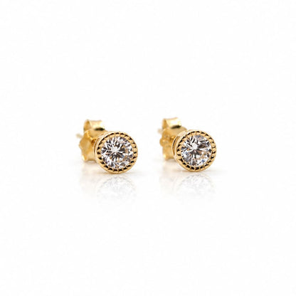 Bezel CZ Stud Earring: 4mm Earrings athenadesigns Gold - EGP465/4 