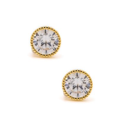 CZ Bezel Stud: 6mm: Gold Vermeil Earrings athenadesigns Gold Vermeil: EGP465/6 