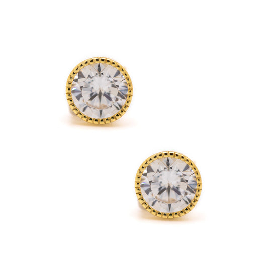 CZ Bezel Stud: 6mm: Gold Vermeil Earrings athenadesigns Gold Vermeil: EGP465/6 
