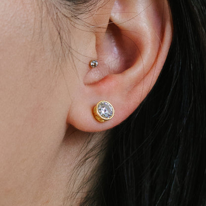 CZ Bezel Stud: 6mm: Gold Vermeil Earrings athenadesigns 