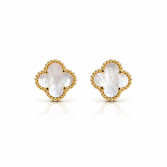 Gold/Enamel Clover Studs Earrings athenadesigns EGP478MOPS 