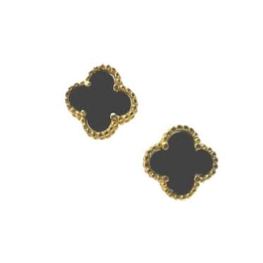 Black Onyx Clover Studs Earrings athenadesigns EGP478X 