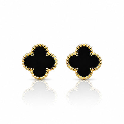 Black Onyx Clover Studs Earrings athenadesigns EGP478X 