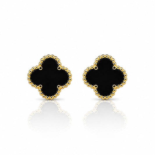Black Onyx Clover Studs Earrings athenadesigns EGP478X 