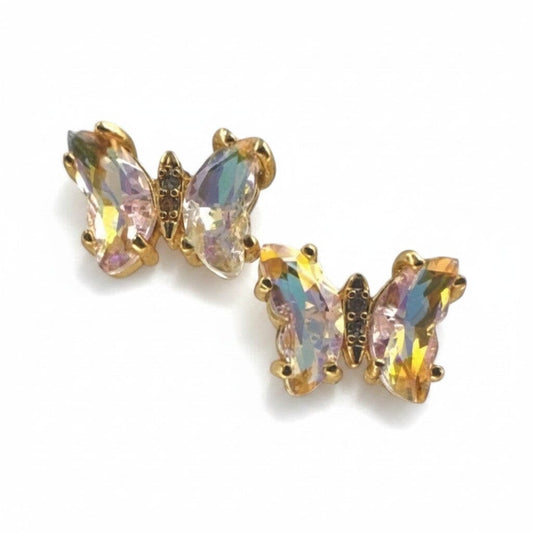 Glass Butterfly Stud Earrings Pink Earrings athenadesigns EGP5BFLYPK 