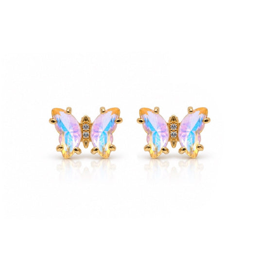 Glass Butterfly Studs Earrings Beads EGP5BFLYPK Pink 
