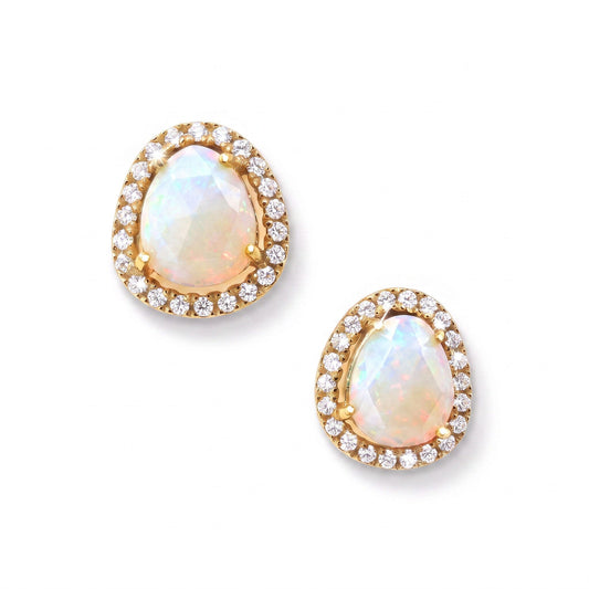 Halo Moonstone Post Earrings Earrings athenadesigns EGP785MN Moonstone 