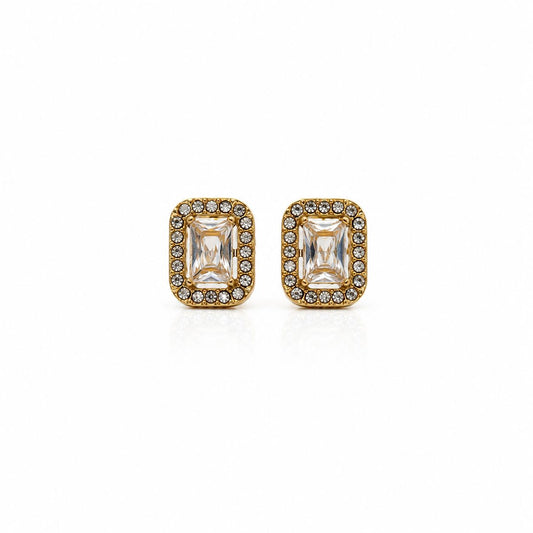 CZ Rectangle Earrings Earrings Hotlife EGP890C Gold 