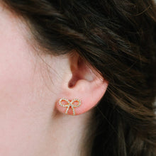 Load image into Gallery viewer, CZ Rope Bow w/Post Earrings athenadesigns 
