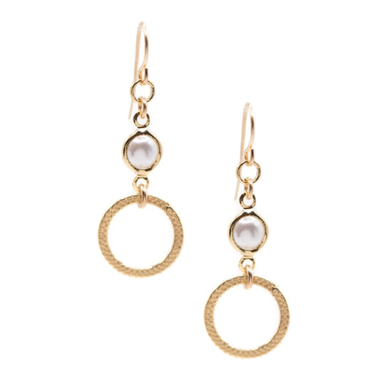 Pearl Round Textured Earrings Earrings athenadesigns EGPD37 Gold 