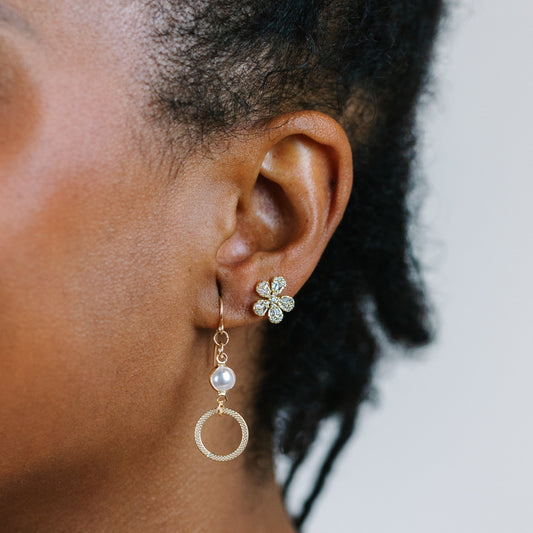 Micro Pave Flower Post Earrings Earrings athenadesigns 