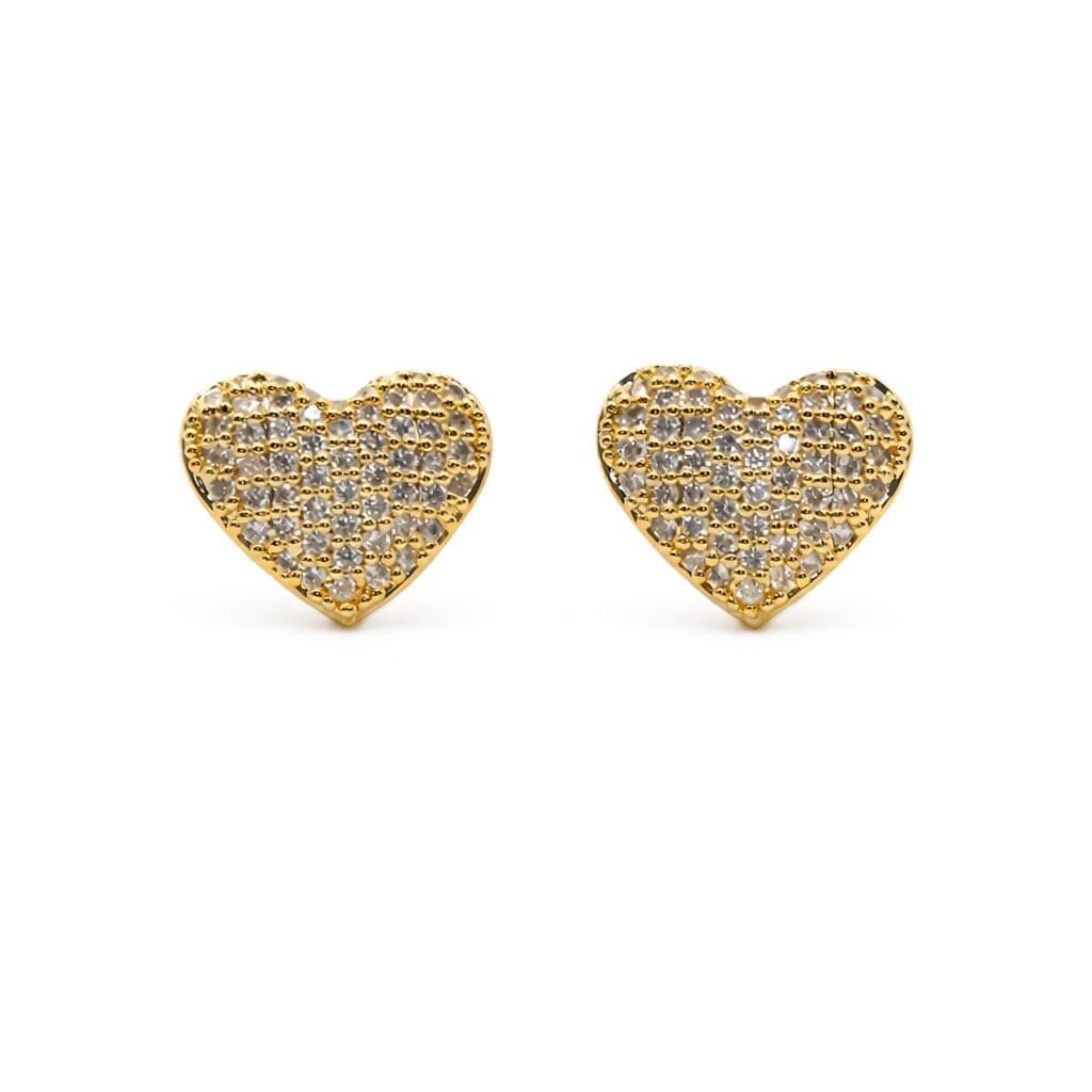 Pave Heart Studs Earrings RM EGPV654 Gold 