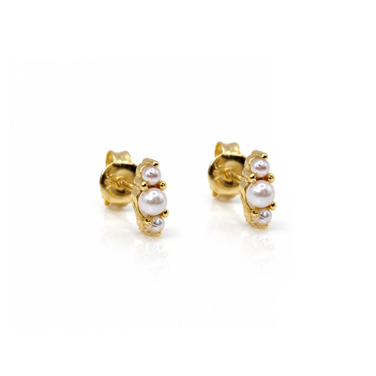 Petite Trio Pearl Studs Earrings Modes EGS4333 Gold 