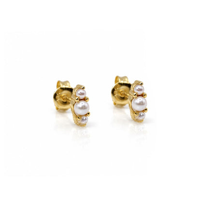 Petite Trio Pearl Studs Earrings Modes EGS4333 Gold 