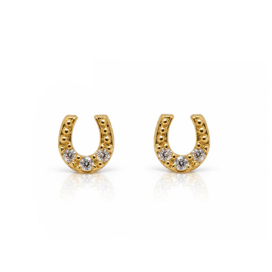 Horseshoe CZ Studs Earrings Modes EGS485HRS Gold 