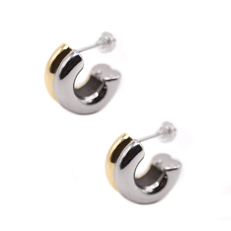 Two Row 'Tube' Shaped Post Gold & Silver Plated Earring Earrings athenadesigns EGSP4400 