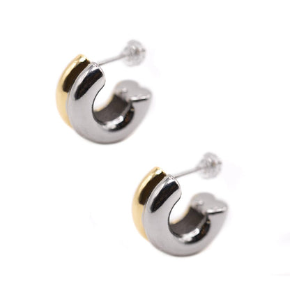 Two Row 'Tube' Shaped Post Gold & Silver Plated Earring Earrings athenadesigns EGSP4400 
