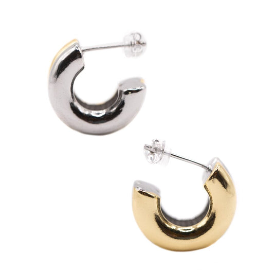 Two Row 'Tube' Shaped Post Gold & Silver Plated Earring Earrings athenadesigns 