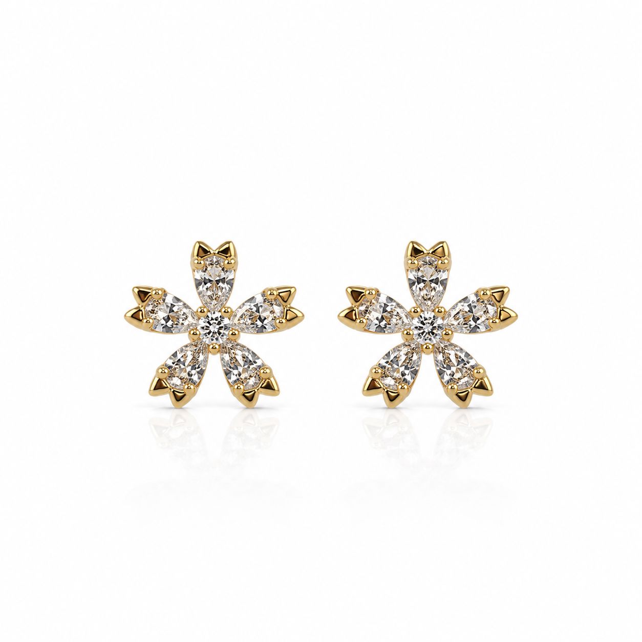 Sakura Studs Earrings Davinci EGSS327 Gold 