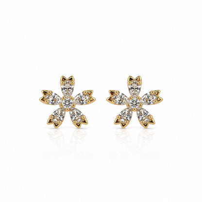 Sakura Studs Earrings Davinci EGSS327 Gold 