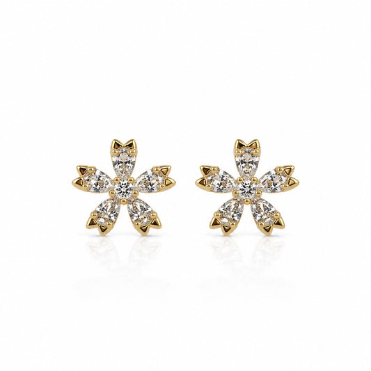Sakura Studs Earrings Davinci EGSS327 Gold 