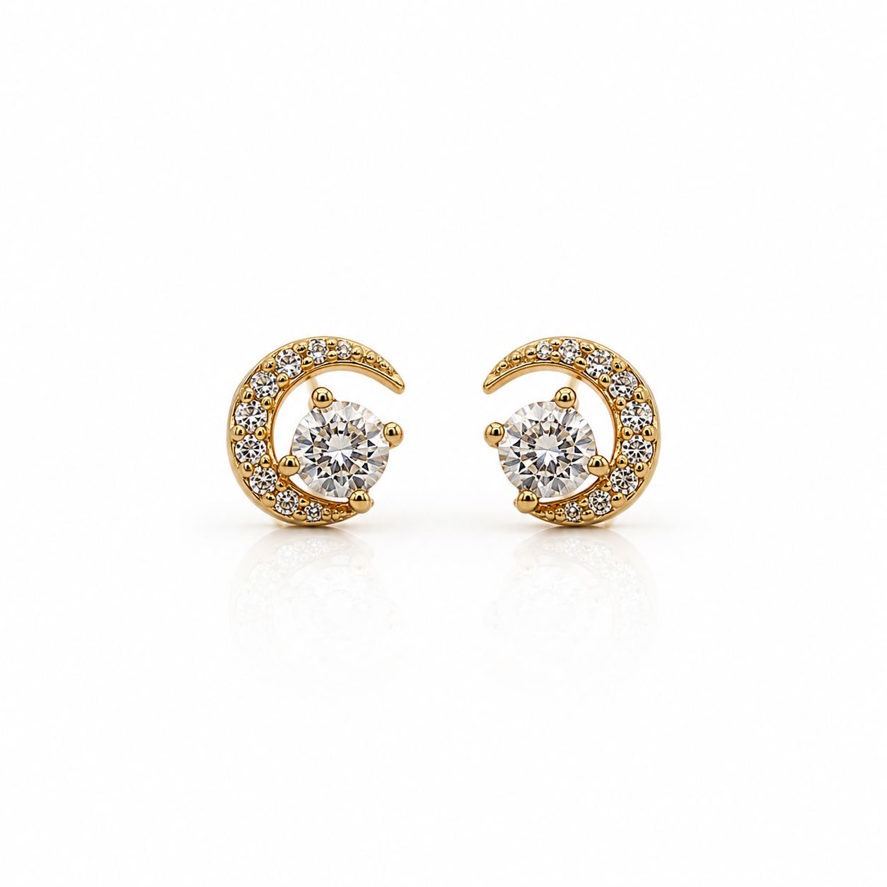 Moonlit Star Studs Earrings Davinci EGSS635 Gold 