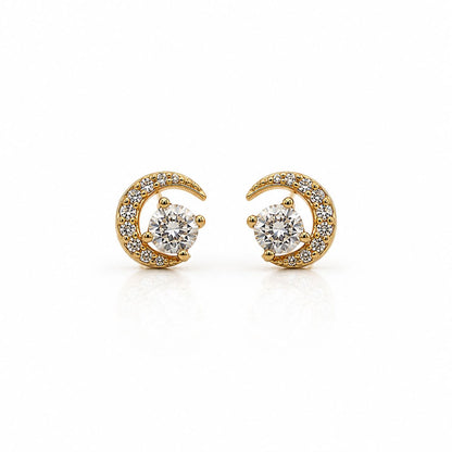 Moonlit Star Studs Earrings Davinci EGSS635 Gold 