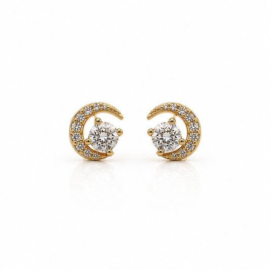 Moonlit Star Studs Earrings Davinci EGSS635 Gold 