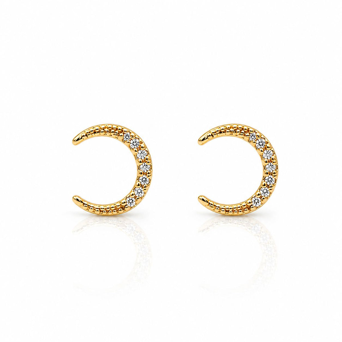Crescent Moon Studs Earrings Davinci EGSS636 Gold 