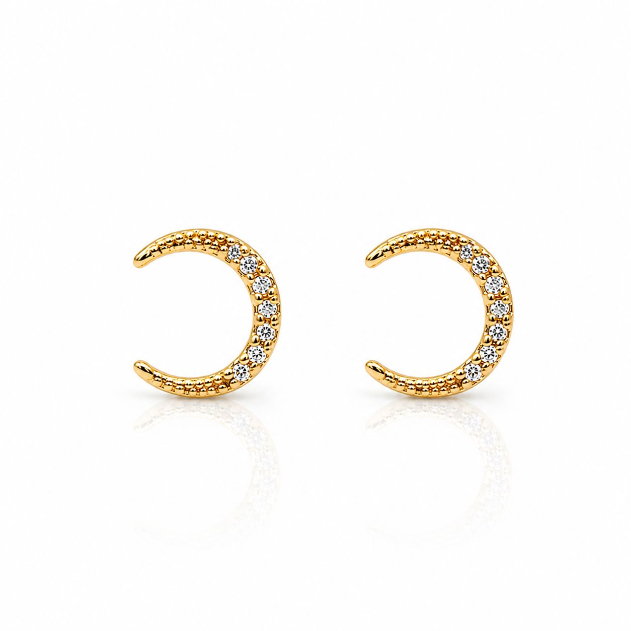 Crescent Moon Studs Earrings Davinci EGSS636 Gold 