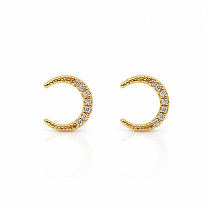 Crescent Moon Studs Earrings Davinci EGSS636 Gold 