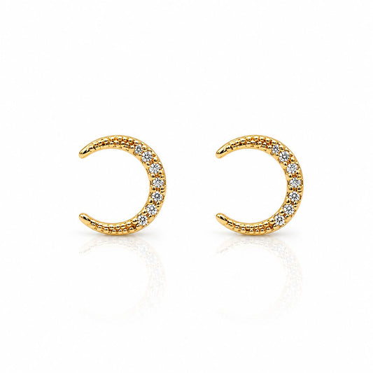 Crescent Moon Studs Earrings Davinci EGSS636 Gold 