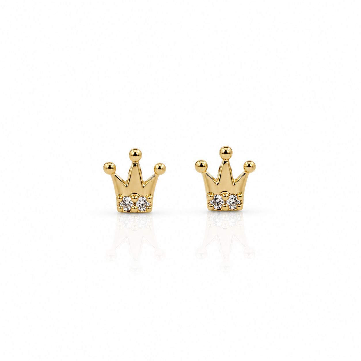 Petite Crown Studs Earrings Davinci EGSS828 Gold 