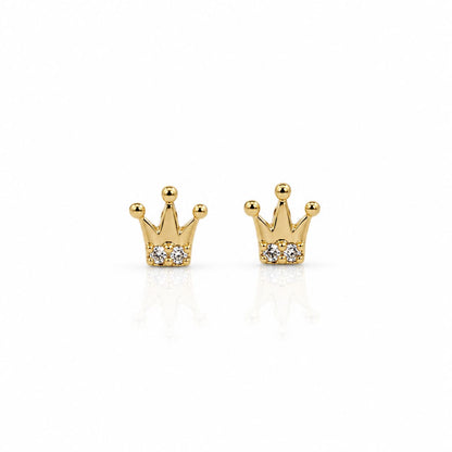 Petite Crown Studs Earrings Davinci EGSS828 Gold 