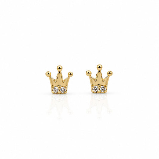 Petite Crown Studs Earrings Davinci EGSS828 Gold 