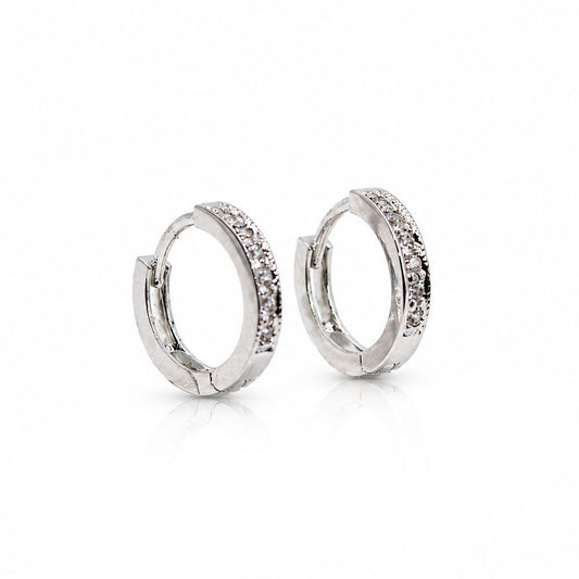 Micro Pavé CZ Huggies: Silver Earrings athenadesigns EH455 