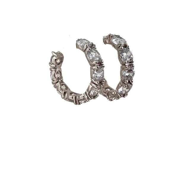 CZ Post Hoop Earrings Earrings athenadesigns EHP564 (Silver) 