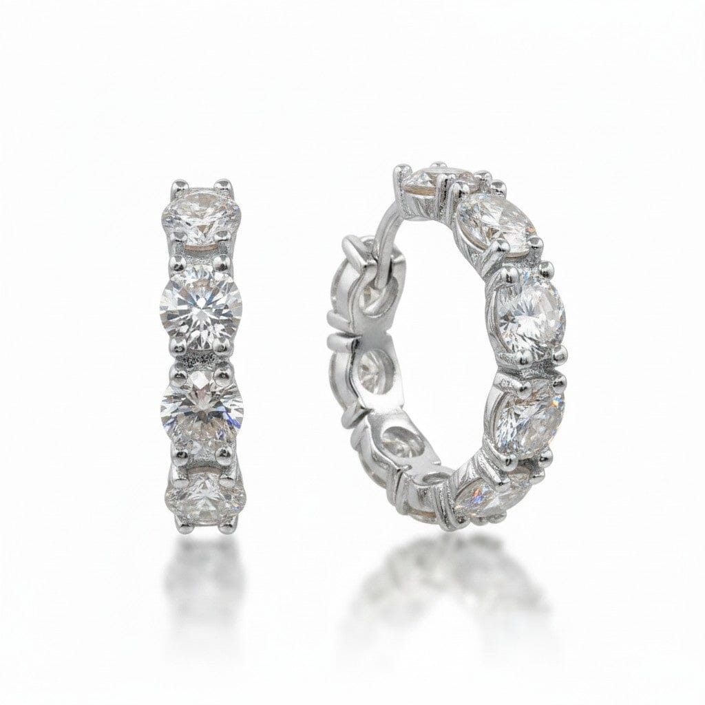CZ Post Hoop Earrings Earrings athenadesigns EHP564 (Silver) 