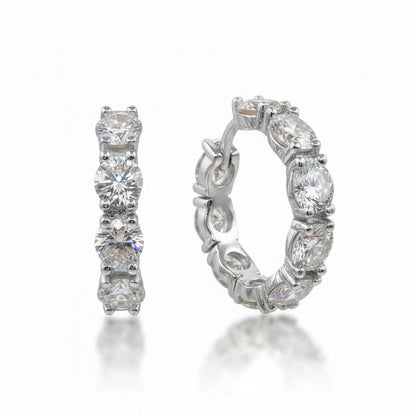 CZ Post Hoop Earrings Earrings athenadesigns EHP564 (Silver) 