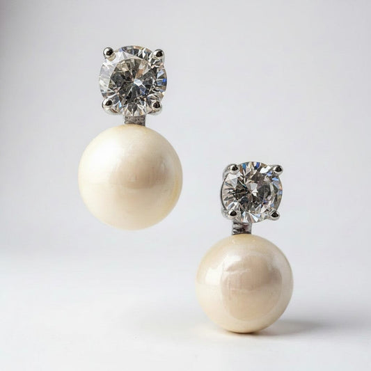 Pearl & CZ Post Earrings Earrings athenadesigns EP350 