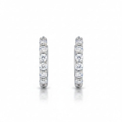 CZ Single Row Huggie Earrings RM ESCZ1648 Silver 