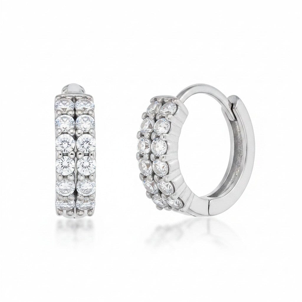 CZ Double Row Huggie Earrings RM ESCZ2648 Silver 