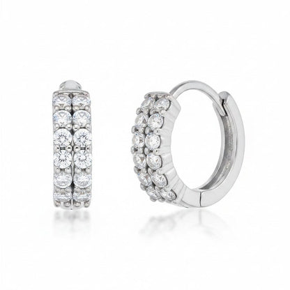 CZ Double Row Huggie Earrings RM ESCZ2648 Silver 